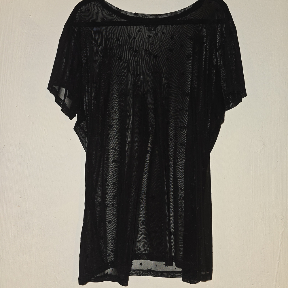 Torrid Black Sheer Star Top Short Sleeve